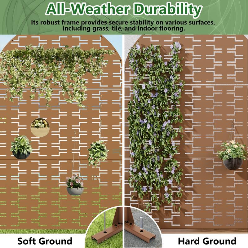 72" H×47"W Dovelina Black Outdoor Freestanding Metal Privacy Screen Decorative Garden Fence