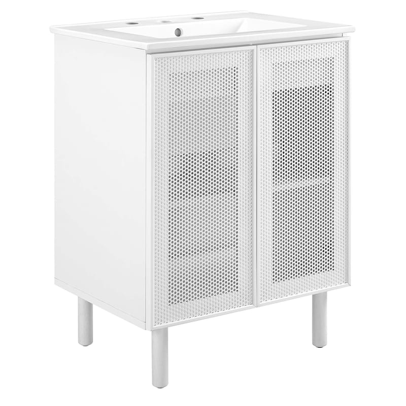 Calla 24" Perforated Metal Bathroom Vanity - White White