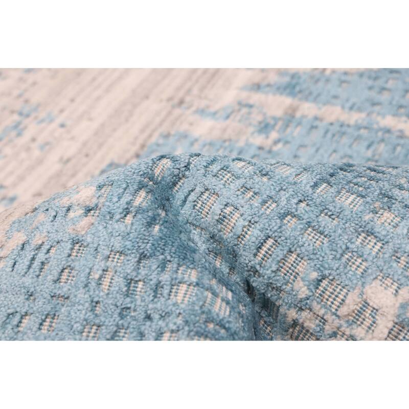 ECARPETGALLERY Hand Loomed Elysian Sky Blue Rug - 8'1 x 9'10