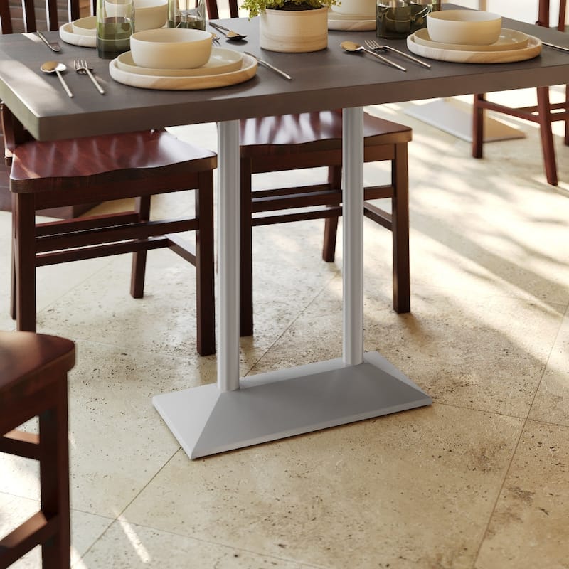 Commercial All Weather Double Table Base for up to 30" x 48" Tabletops - 15"D x 27"W x 30.5"H