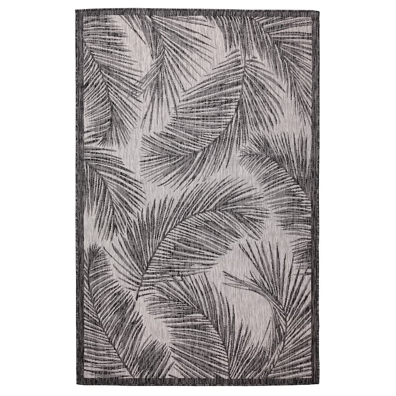Liora Manne Carmel Fronds Indoor/Outdoor Rug Black - 4'10"x7'6"