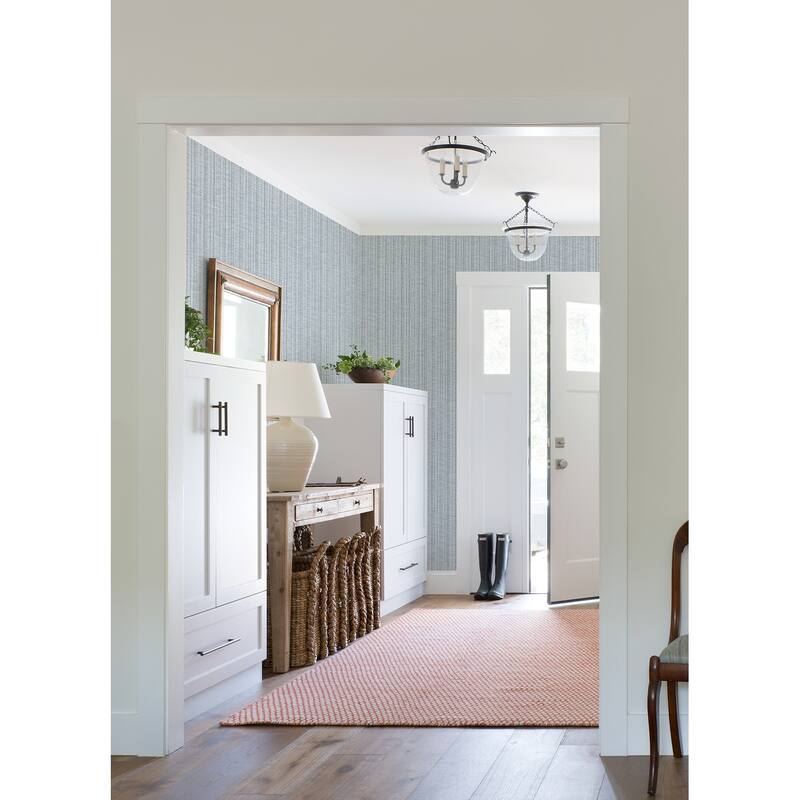 A-Street Prints Simon Blue Woven Texture Wallpaper