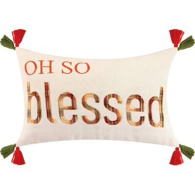 Oh So Blessed Embroidered Tassel Pillow
