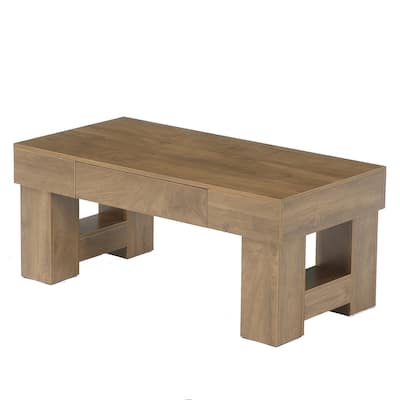 47.24-Inch Coffee Table with Drawer, Rustic Wooden Center Table