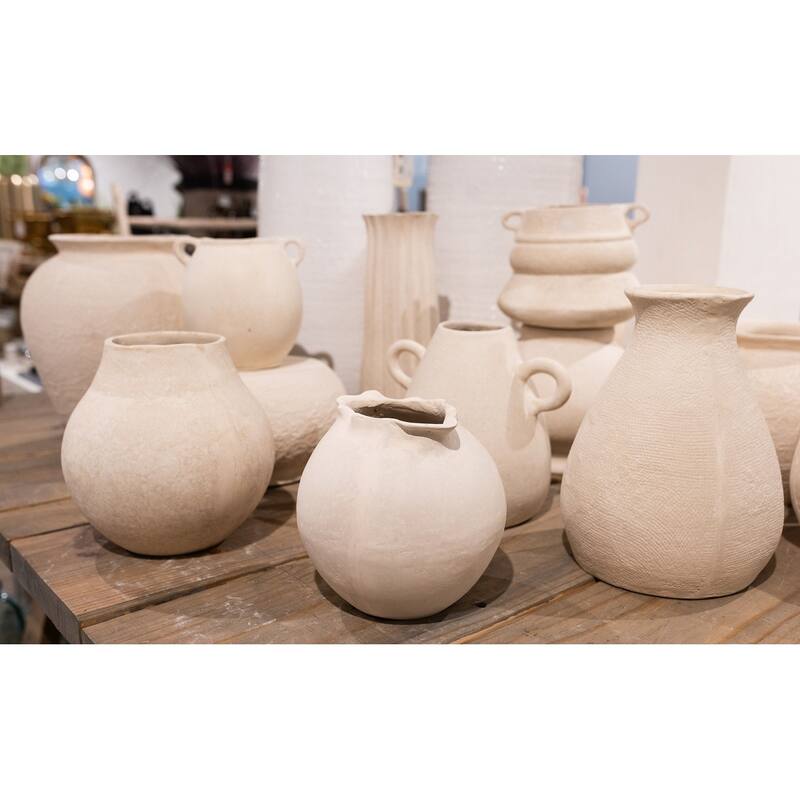 Paper Mache Vase with Handles - 10.25" - White