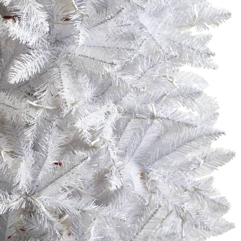 7ft. Slim White Artificial Christmas Tree with 300 Warm White LED Lights & 955 Branches - Stylish Festive X-Mas Tree