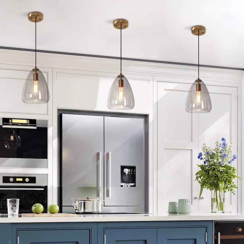 Gloam Mid-century Modern Glam Gold Dome Kitchen Island Large Pendant with Art Smoked Gray Glass - D8.5"* H12"