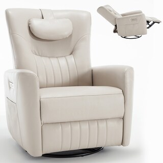 Swivel and Rocker Power Recliner Chair with Lumbar and Neck Support ...