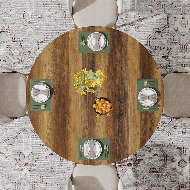 47 Inch Round Dining Table for 4-6, Kitchen Table Wood Dining Table Coffee Table