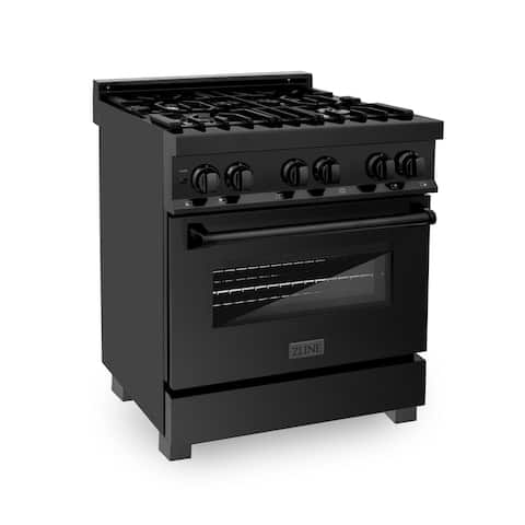 ZLINE Range with Gas Stove and Electric Oven in Black Stainless Steel