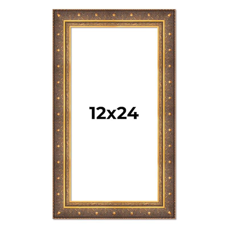 12x24 Frame Gold Real Wood Picture Frame inches Interior Frame Depth 1 inches Museo Bronze Ornate Photo Frame with UV Acrylic