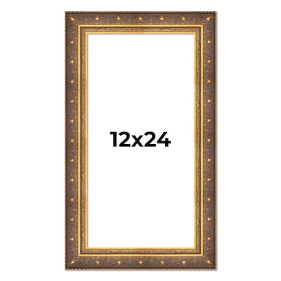 12x24 Frame Gold Real Wood Picture Frame inches Interior Frame Depth 1 inches Museo Bronze Ornate Photo Frame with UV Acrylic