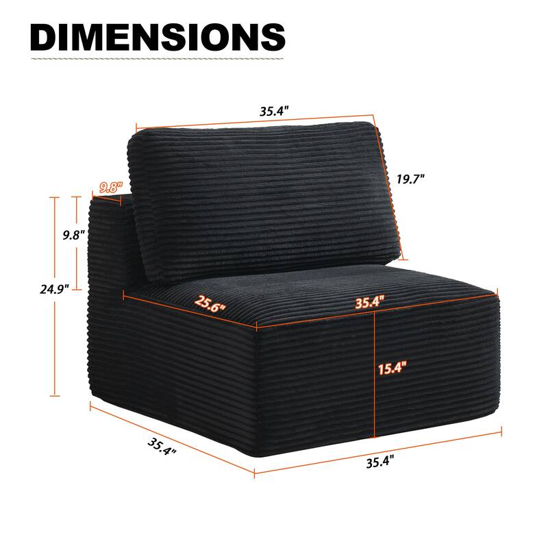 Modular Sectional Sofa Corduroy Customizable Living Room Sofa