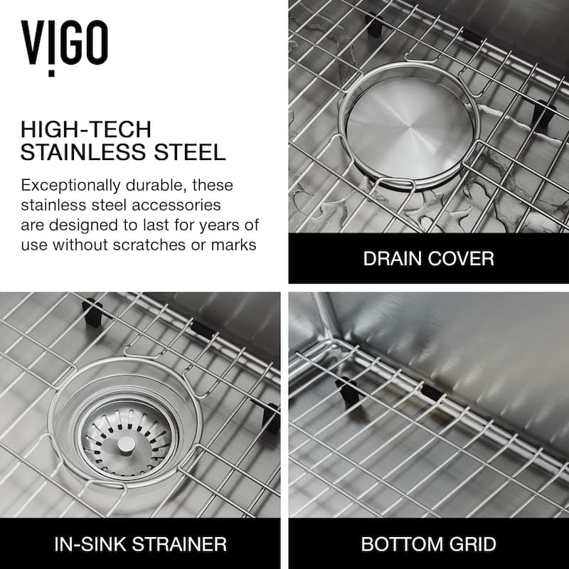 VIGO Oxford Stainless Steel Single Bowl Slotted Apron Farmhouse Kitchen Sink and Accessories