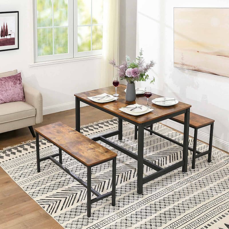 Industrial Rustic Brown & Black Dining Table - 47.2"L x 29.5"W x 29.5"H