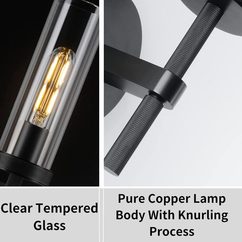 KAYLA Indoor Wall Light, Brass Wall Sconces Lighting Fixture, Bathroom Vanity Wall Sconces, Glass Tube Wall Sconces(2-Sets)