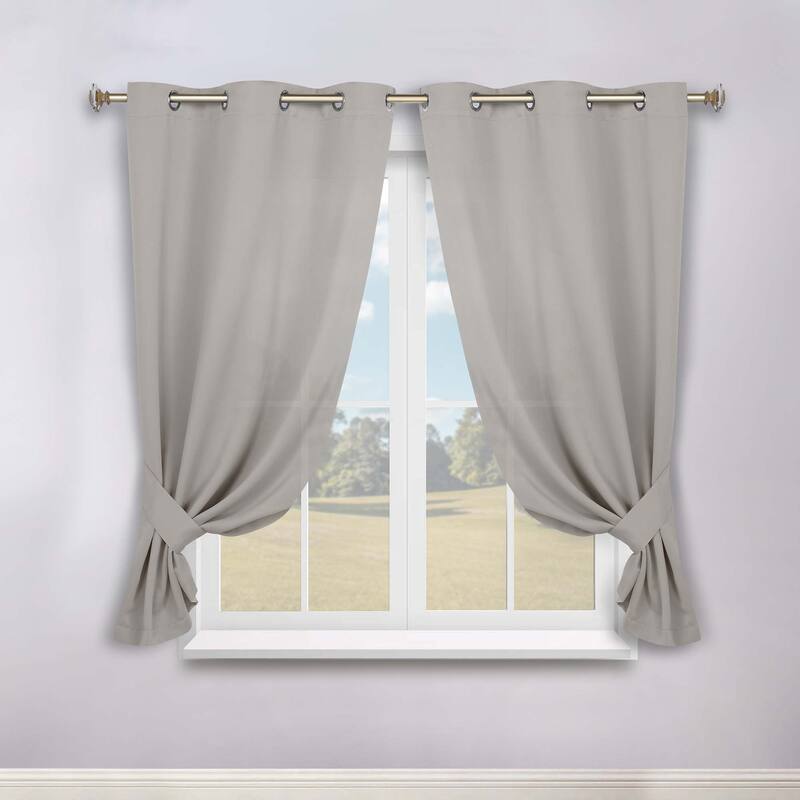Superior Solid Machine Washable Room Darkening Grommet Blackout Curtains, Set of 2