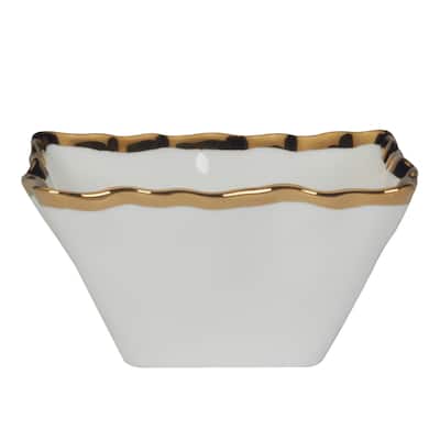 Certified International Regency Gold 14 oz. Square Snack/Dessert Bowls, Set of 4 - 5" x 5" x 2.5"