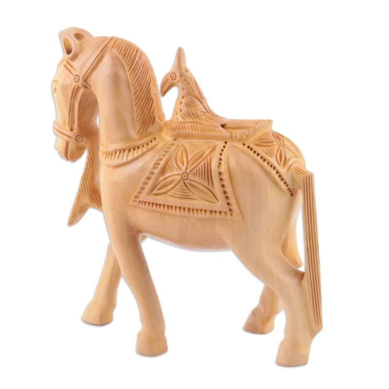 Novica Handmade Mughal Steed Wood Sculpture