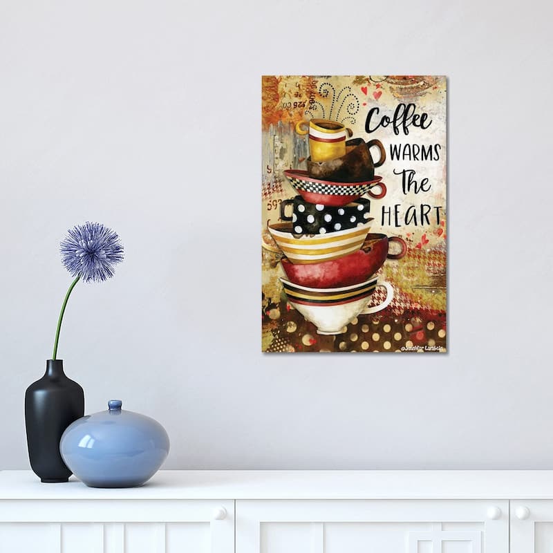 iCanvas "Coffee Warms The Heart" by Jennifer Lambein Canvas Print - 18x12x1.5