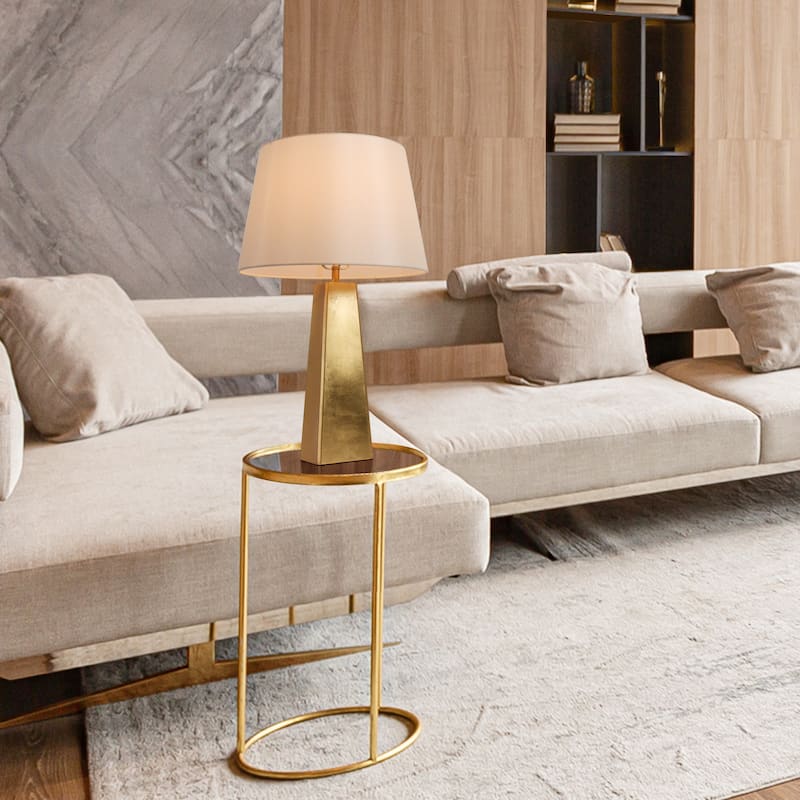 Mid-Century Modern Table Lamp Antique Gold Desk Lights for Bedroom Living Room - D15.7"xH25.5"