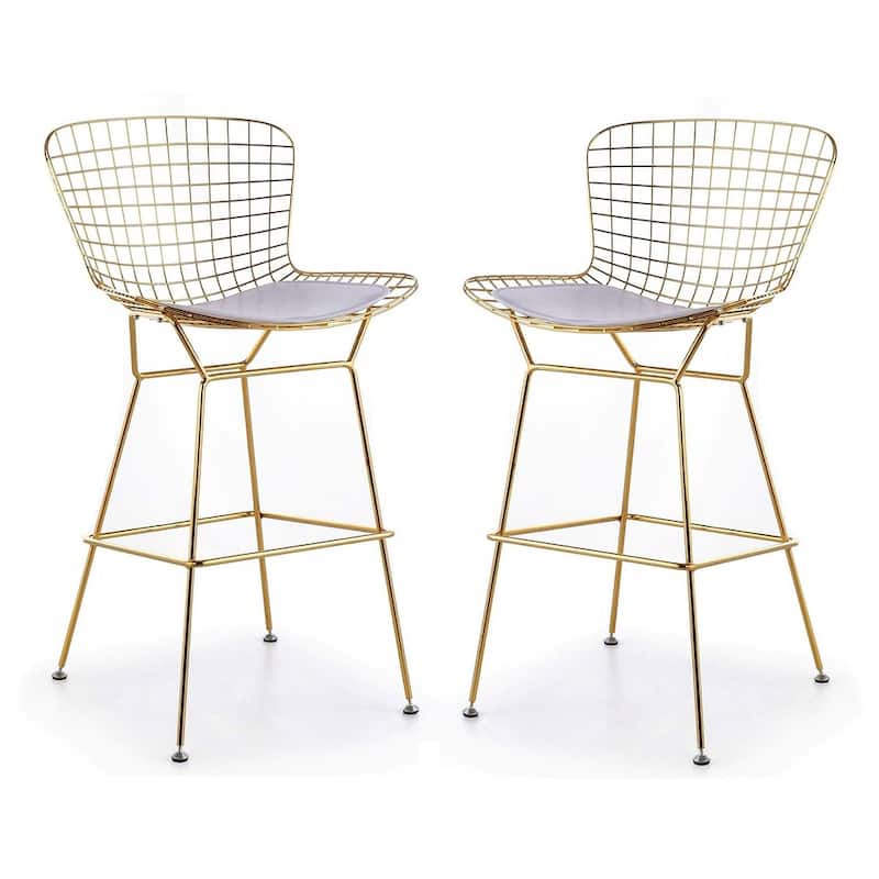 Bertoia Counter Stool (26") - 39"Hx20.5"Wx23"D - White/Gold