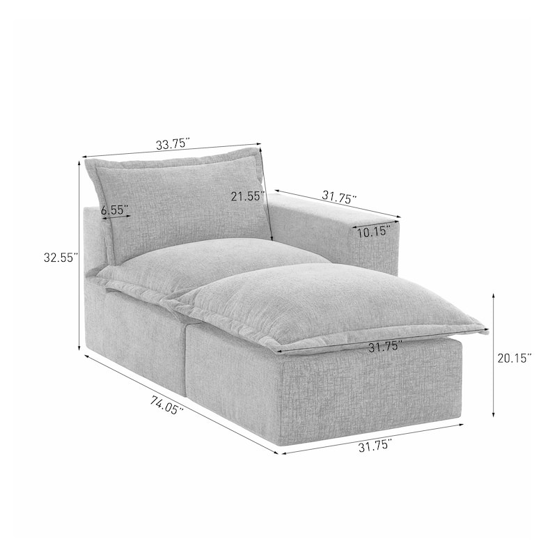 Chenille L-Shaped Modular Sectional Sofa Comfy Cloud Couch For Living Room