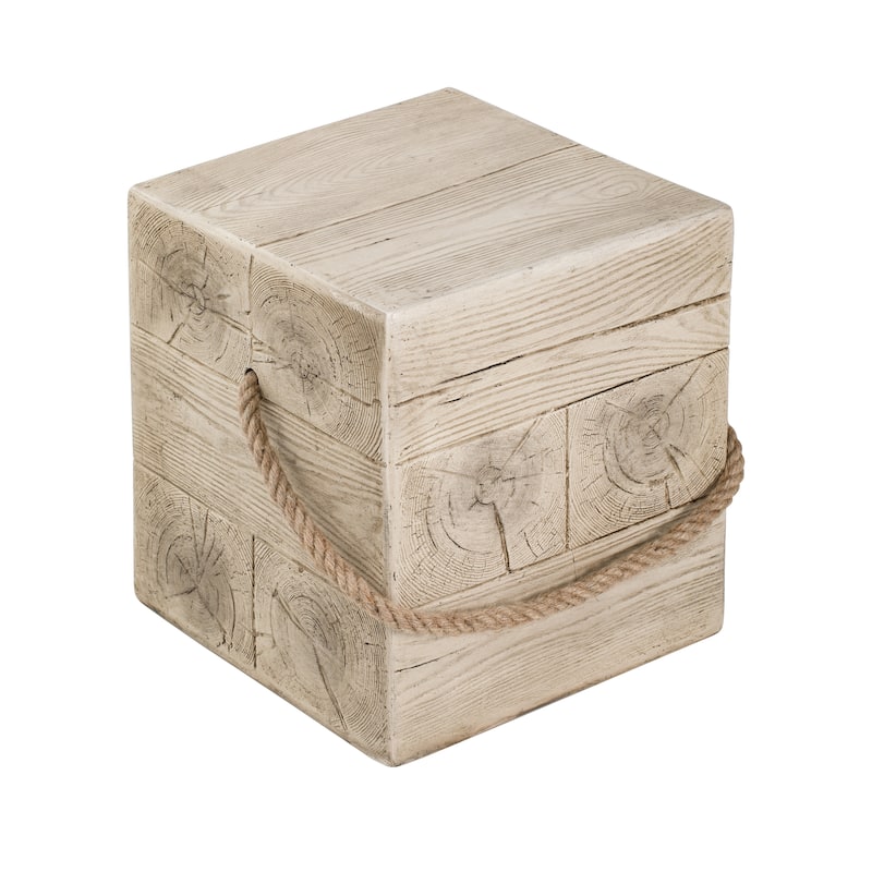 Christopher Knight Home - 14.76'' Rustic Wood Look Square MGO Side Table with Decorative Braided Cord - Wood Finish