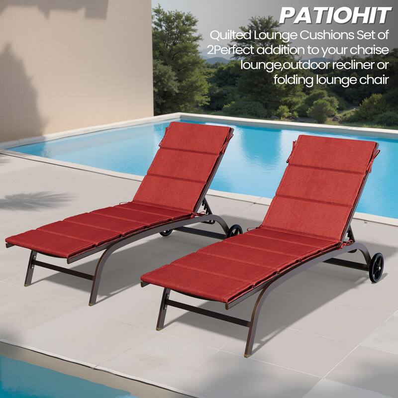 Pellebant Outdoor Patio Chaise Lounge Cushion Lounger Pad - CHILI-80in-2PC