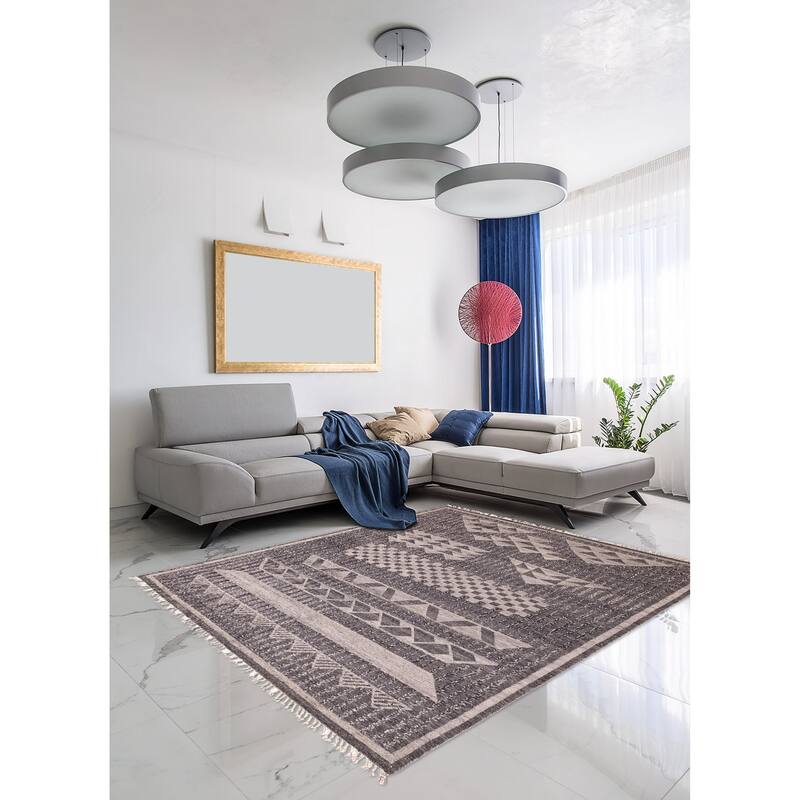 ECARPETGALLERY Hand-knotted Tangier Charcoal Wool Rug - 8'4 x 10'3