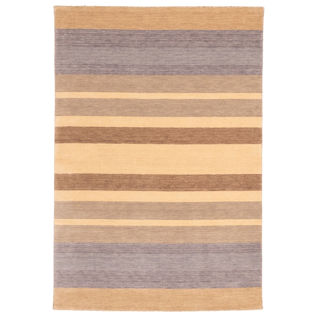 ECARPETGALLERY Hand Loomed Kashkuli Gabbeh Ivory Wool Rug - 5'3 x 7'8