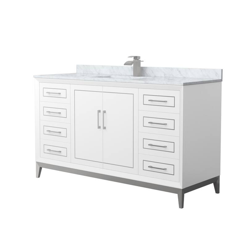 Wyndham Collection WCH515160S-NAT-UNSMXX Marlena 60" Free Standing - White / Brushed Nickel Hardware