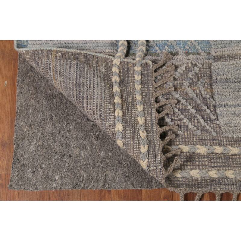 All-Over Checkered Moroccan Area Rug Handmade Wool Carpet - 8'9"x 12'7"