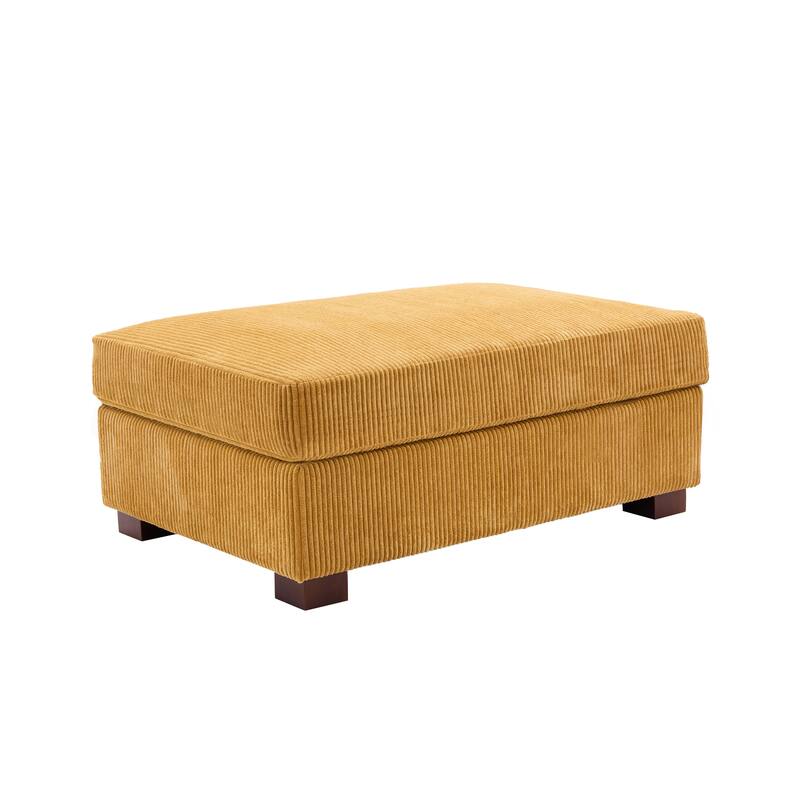 Modern Rectangle Oversized Stripe Corduroy Ottoman
