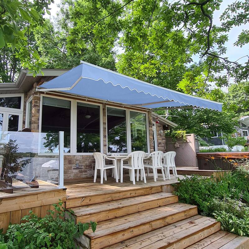 ALEKO Fabric Replacement for 20 x 10 feet Retractable Patio Awning Sky Blue