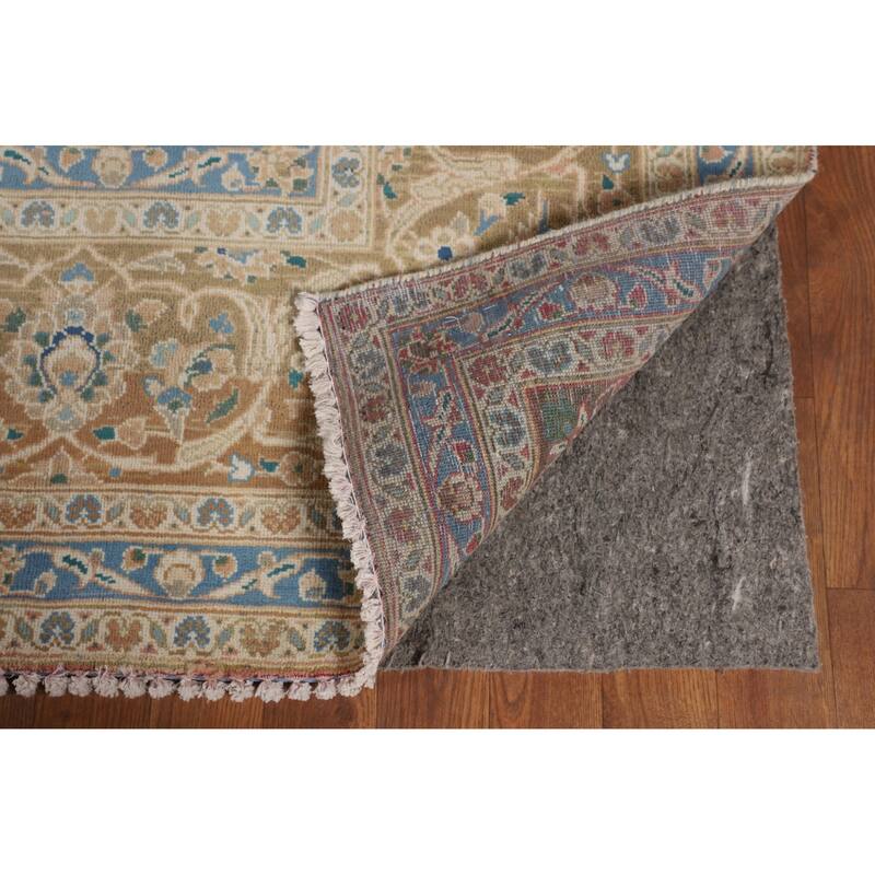 Traditional Mashad Persian Vintage Area Rug Handmade Wool Carpet - 8'1" x 11'5"