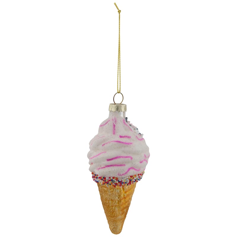 4" Vanilla Ice Cream Cone Glass Christmas Ornament