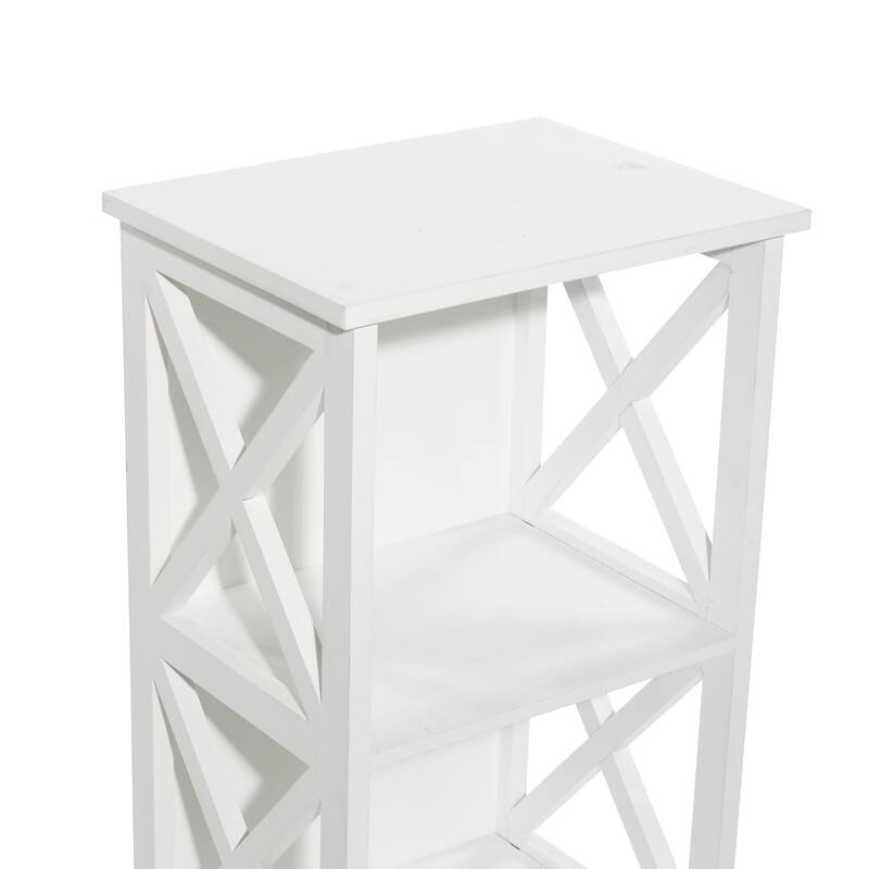White Wooden 4 Shelves Shelving Unit