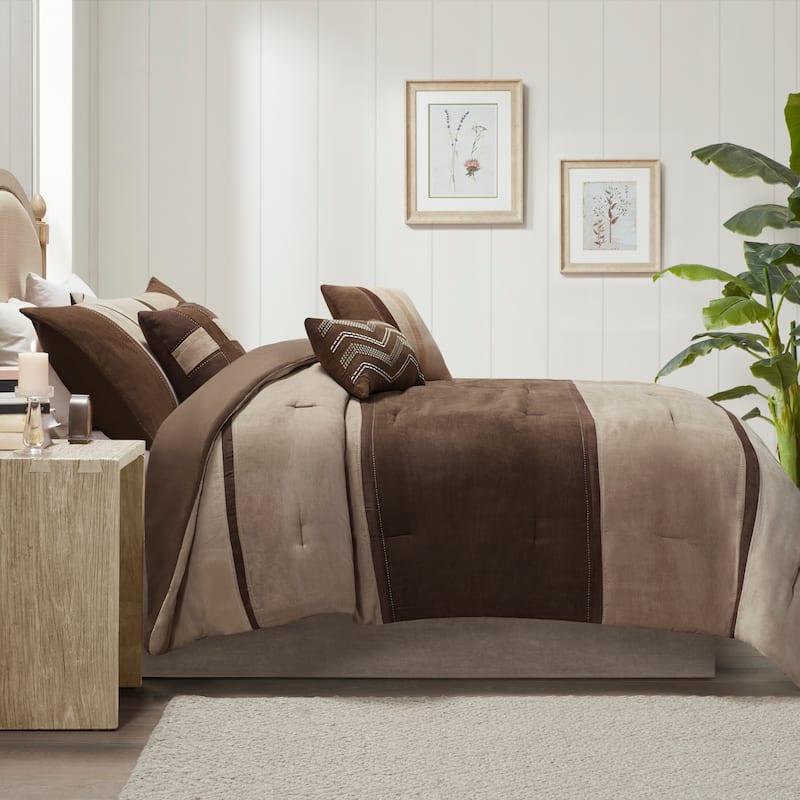 Madison Park Hanover 7 Piece Faux Suede Comforter Set