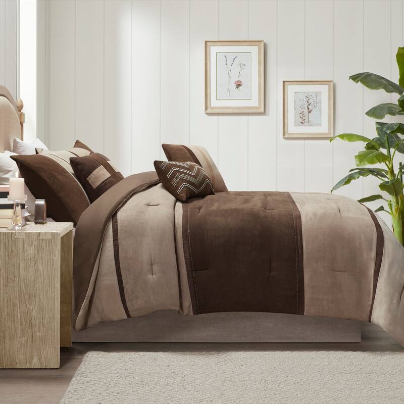 Madison Park Hanover 7 Piece Faux Suede Comforter Set