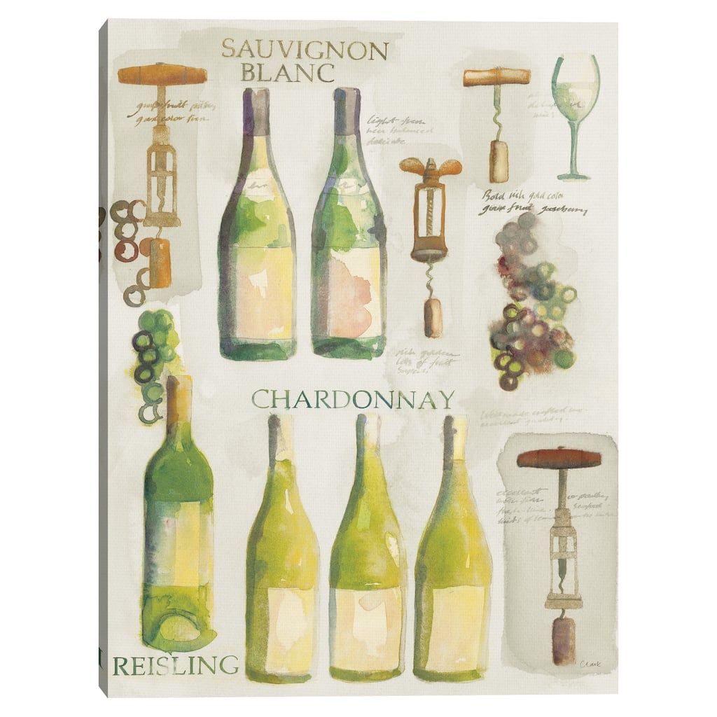 White Wine Collage Canvas Art Print