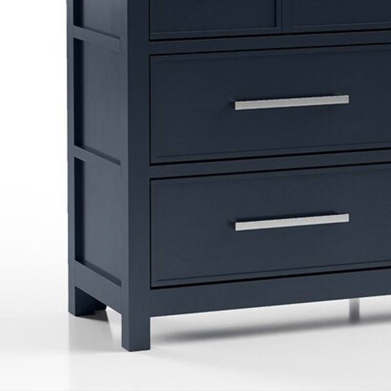 Tela Wide Dresser, 8 Drawers w Metal Handles, Blue Solid Pinewood