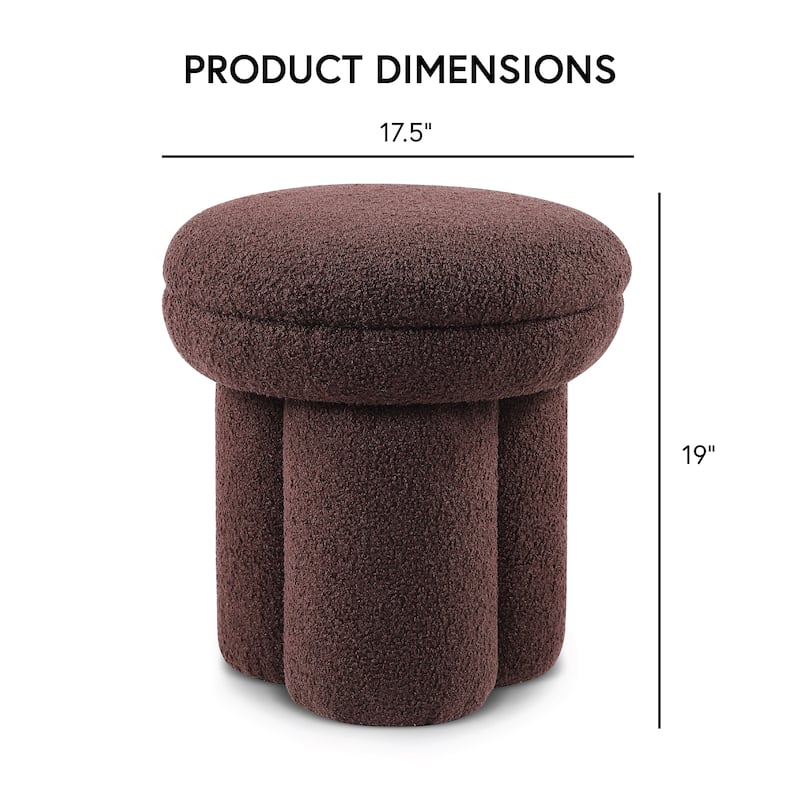 24/7 Shop At Home Modern Boucle Upholstered Ottoman with Tri-Pillar Pedestal