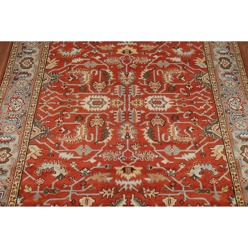 Hand Knotted Oriental 100% Wool Carpet Transitional All-Over Oranges & Rust Oushak Area Rug - 10' 2'' X 8' 1''