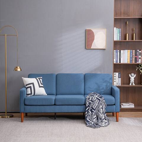 Linen Solid Wood Legs Three Seats Sofa