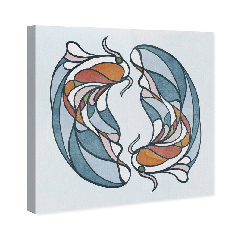 Wynwood Studio Canvas Animals Koy Circles Blue and Amber Nautical & Coastal Wall Art Canvas Print