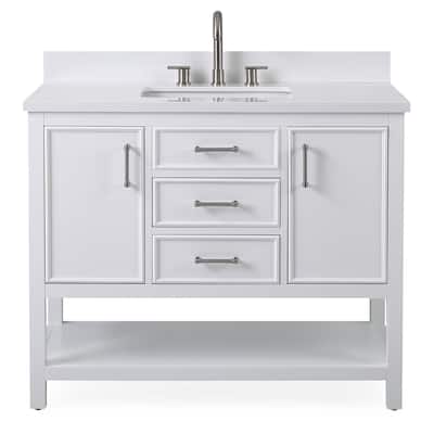 42" Tennant Brand Felton White Finish Single Sink Bathroom Vanity