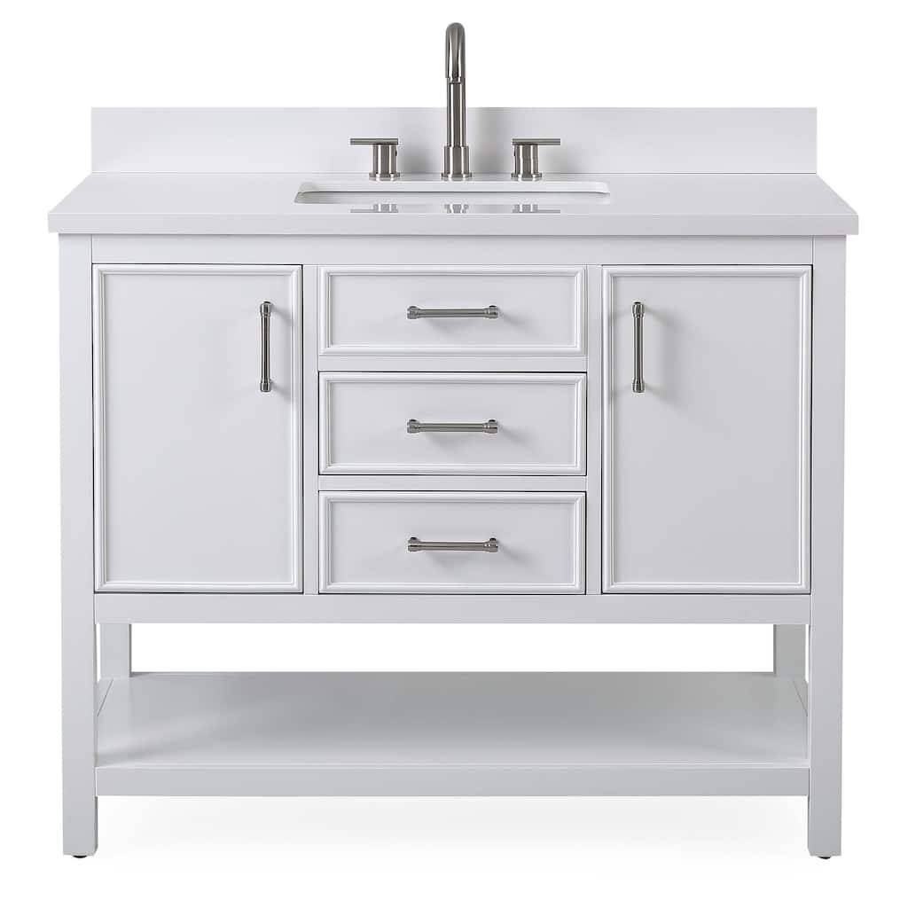 42" Tennant Brand Felton White Finish Single Sink Bathroom Vanity