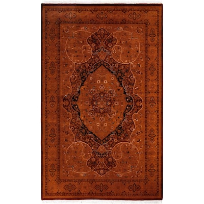 Overdyed One-of-a-Kind Hand-Knotted Area Rug - Orange - 4' 8" x 7' 5"