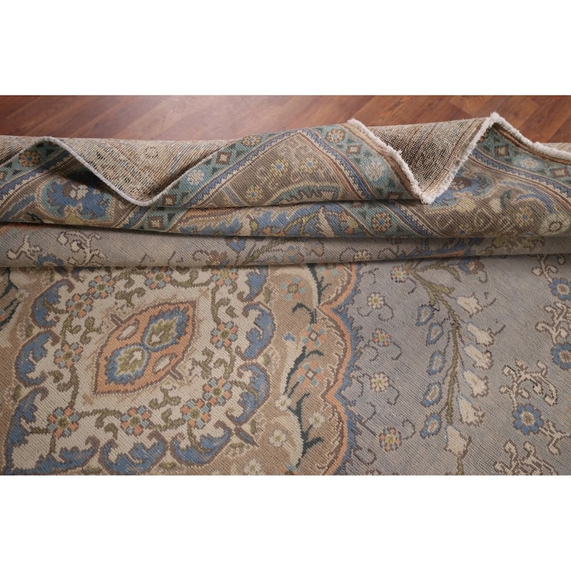 Gray Tabriz Persian Vintage Area Rug Handmade Traditional Wool Carpet - 8'5"x 11'2"